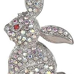 FASHIONS Siver Plated Rabbit Elegant Brooch Pin Bunny Crystal Lapel Pin Cute Animal Jewelry for Dresses Scarfs Coats & Accessories for Women-image-46