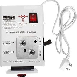 AKH69 Needle Syringe Destroyer Electric, Needle Destroyer Machine for Hospital & Laboratory, Shock Proof Metal Body Mechanism, Low Power Consumption, On/Off Switch, White, Pack of 1-24