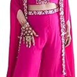 Lehenga Choli For Womens And Girls Ready To Wear indo-Western Sharara Hevay Chinon Fabric With Thred with Sequnce Work And Stiched Blouse-picture-14
