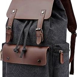 Eco Friendly Travel Laptop Backpack Made of Water Resistant Sustainable Canvas and Vegan Leather for Men and Women for Travel Hiking Work-image-88