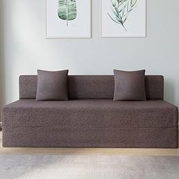 Torque Messi Foldable 4 Seater Sofa Cuma Bed with 2 Cushion (6 x 6 feet Brown) | Folding Sofa Bed | 4 Seater Sofa Cum Bed Perfect for Guests Room-image-128