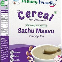 TummyFriendly Foods Certified Organic Sprouted Sathu Maavu Mix | Made of Sprouted Ragi, Whole Grains, Pulses & Nuts | Organic Baby Food For 8+ Months Baby | Rich in Protein & healthy-Fat MultiGrain Cereal Health Mix | Sattu Real Food for babies kids adults. Uggu for babies | Available in baby trial packs too | Shelf-life 9 month | 200g, ONE PACK-22