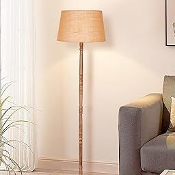 Homesake® Mid Century Modern Floor Lamp,Hand Turned Floor Lamp Wood for Living Room,Stand Lamp with Fabric Lampshade for Bedroom, Study Room and Office, (Off-White)-image-42