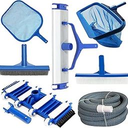 PooLKiT Swimming Pool Vacuum Head 18 Inch, Deep Leaf Rake Net Bag Net, 14" Flexible Vacuum Head, Algae Brush 10", Wall Brush 10", Hose Pipe 9 meter/30 Feet EVA Suction Pipe-image-14