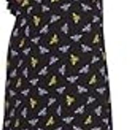 Women's Cotton Dragonfly Print Short Night Dress with Pocket in Black-image-45