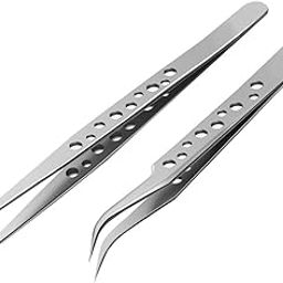 Vadda Bai 2 Pcs Precision Stainless Steel Tweezers Set – Straight and Curved Tip Anti-Static Fine Point Tweezers for Electronics, Jewelry, Crafts, Mobile Repair, and DIY Projects-image-96