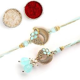 Blue Peacock Rakhi For Bhaiya Bhabhi with Roli chawal and card (Pack of 2), Handmade Rakhi, Rakshabandhan Gift for sister in law, Best rakhi for bhaiya bhabhi-image-64