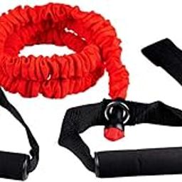 Healthtrek Single Toning Resistance Tube with Heavy Duty Protective Nylon Sleeves, Door Anchor, and Soft Anti-Slip Foam Handles Suitable for Strength Training and Home Fitness-Red-Light-20 LB-picture-19