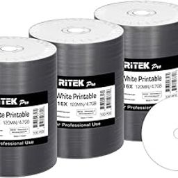 300 Pack Ritek Pro (Professional Grade) DVD-R 16X 4.7GB AZO Dye (MID MXL RG04) White Inkjet Hub Printable Blank Media Recordable Disc-image-43