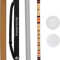 Punam Flutes C Natural Medium Right Hand Bansuri Size 19.5 inches-26