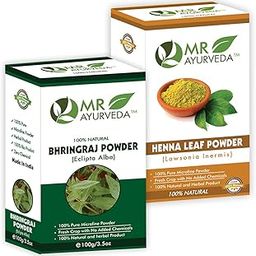 MR Ayurveda Bhringraj Powder & Henna Powder for Hair - Combo Pack (100 Grams Each)-image-82
