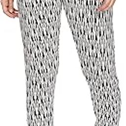 Women's Tapered Fit Mid Rise E048 Quick Dry 4 Way Stretch Antimicrobial Printed Tapered Lounge Pants with Self Fabric Drawstring and Metal Ends-image-5