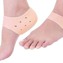 IHAN INTERNATIONAL Silicone Gel Heel Pad Socks for Pain Relief - 1 Pair (Beige, Free Size)-image-81