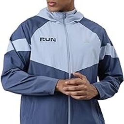 Blue Hooded Comfort Sports Elastic Double-Layer Running Jacket for Men -2XL-image-5