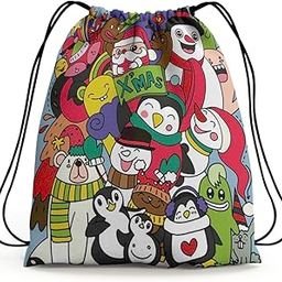Design Pattern Polyester String Backpack Bags for kids for Gym, Yoga, Tuition,Beach Bag for 4-10 year boys and girls-image-96
