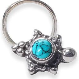 Stone Nose Pin Wire Nose Pin in Pure 92.5 Sterling Silver Turtle Nose Pin Oval Shape Nose Pin For Girls And Womens In Pure Silver-50