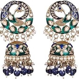 Gold Plated Traditional Meenakari Kundan & Pearls Hair Chain/Ear chain Accessories with Hook For Women (E3379)-image-31