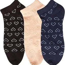 n2s next2skin NEXT2SKIN Women's Mix Sneaker Length Solid Color Heart Pattern Cotton Thumb Socks, Pack of 3-picture-11