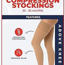Ezyfit Imported Class II Graduated Medical Compression Stockings| Above Knee (Thigh Length) for Varicose Veins | Imported Compression Stockings | Varicose Veins Stockings For Men and Women | 22-35mm/Hg - 2X-Large-4
