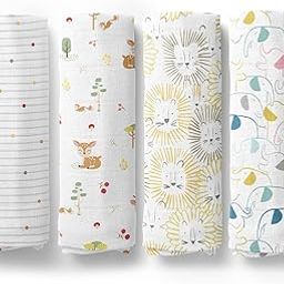 haus & kinder 100% Cotton Muslin Swaddle for New Born Baby-Soft Swaddle Cloth for New Born | Baby Swaddle Wrap for New Born, Multicolor Muslin Cloth for New Born Baby, Jungle Safari, 4 Pc, 100x100 Cm-image-37