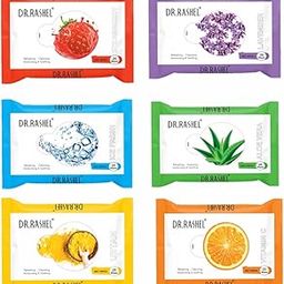 DR.RASHEL Pack of 6 Face Wipes, Boosts Skin Oxygen, Clear Dirt, Remove Makeup, Gives Fresh and Glowing Skin. Strawberry, Lavender, Ice Fresh, Aloe Vera, Ubtan, Vitamin C.-1