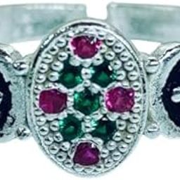 Rakhi Oval Shaped Toe Ring With Pink And Green Zirconia Stones In Silver-image-12