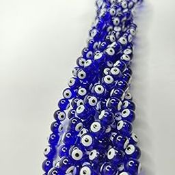 PRIYA BEADS 8mm Round Turkish Handmade Lampwork Evil Eye Beads – Blue Glass Resin Spacer Beads for DIY Bracelet, Necklace & Jewelry Making (Pack of 100 Pcs)-image-22