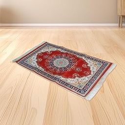 Portable Muslim Prayer Rug Carpet Polyester Fast Drying Lightweight 65x120cm Red-image-56