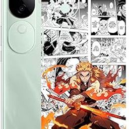 AtOdds Mobile Skin Sticker Wrap | Compatible for VIVO IQOO Z9S (5G) | Scratchproof Matte Finish | Full Coverage for All Sides & Camera Protection (rengoku)-image-60