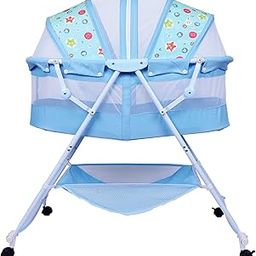 1st Step Bassinet Cum Rocker with Mosquito net (Blue)-15