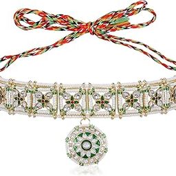 Kundan Sheesh Matha Patti Artificial Gold Tone | Beads and Stones Standard Hair Accessory for Women and Girls for Special Occasions Wedding Hairbands-43