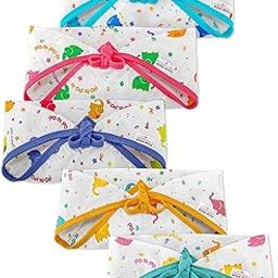 Pom Pom Sweethearts Triangle Nappy For Babies, Reusable, Washable Soft Muslin Cotton Nappy/Langot for New Born Baby | Gentle on Baby Skin | 0-1 months | Pack of 10 | Printed-image-80