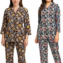 Women’s Printed Full Length Co-Ord Set Combo | Pack of Two-Piece Set - (Multicolour)-image-64