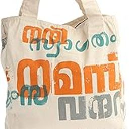 Hand Painted Namaskaram Tote Bag (White)-image-5