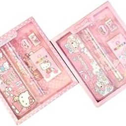 BriKSHi Stationary Pencil Case Storage Box with 2 Pencil 1 Eraser 1sharpner 6 Crayons 1 Scale School Stationery Pencil Box for Kids Waterproof PO1 (Pink)||B802-13