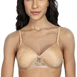 Victoria Padded Bra for Women – Wirefree, Seamless, Full Coverage, Detachable Straps, Fancy Lycra Net Fabric – Sizes 30B-40B (in, Numeric, 32, B, Regular, Sand)-26