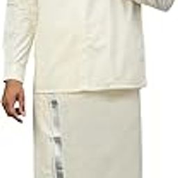 RAMRAJ Mens Solid Kora Cotton Cream Dhoti-image-17