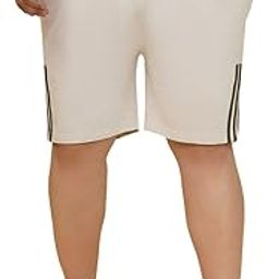 Plus Size Men Mid Rise Striped Cotton Cream Knee Length Shorts-image-53