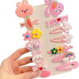 Samyak 14 Pcs Kids Hair Clips Set Cartoon Icecream Cute & Trendy Baby Girls Toddlers Hair Pins Barrettes, Combo of 14 Pcs (Pink)-picture-33