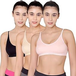Women's Cotton Blend Non Padded Non-Wired Sports Bra (Pack Of 3)-picture-19