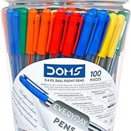 Doms Everyday GL Ball Point Pen Jar Pack | Tip Size 0.6 MM | Light Weight With Leak Poof | Comfotable Grip For Smudge Free Writing | Blue Ink, Pack Of 100 Pens-11