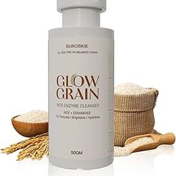 SUROSKIE Glow Grain Rice Enzyme Cleanser 50 gm | Ceramide & Lactic | Deep Cleansing Foaming Facewash Powder For Hydrated, Glowing & Brighten Skin | Korean Skincare for All Skin Types for Men & Women-image-46