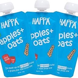Happa Organic, (Apple + Oat Puree), 3 Pouch 100g Each-image-2