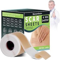 BEAMBOX Silicone Scar Sheets Medical Grade Tape (1.6"x60" Roll), Healing Patches for C-Section, Keloid, Face Wrinkles, Stretch Marks, Surgical Recovery, Professional Scar Cover for Sensitive Skin-image-26