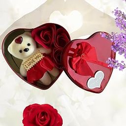 Salvus App SOLUTIONS Romantic Heart-Shaped Valentine Gift Box with 'I Love You' Teddy & 3 Red Roses | Valentine Gift for Girlfriend, Boyfriend, Husband, Wife | Valentine’s Day Surprise & Decor-image-86