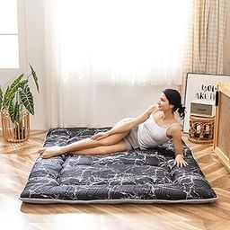 MAXYOYO Black Marble Printed Japanese Futon Floor Mattress, Full Size, 54" W x 80" L, 13 lbs, Microfiber Cover, Polyester + High-Density Foam Filling, Medium Firm, Black-image-46