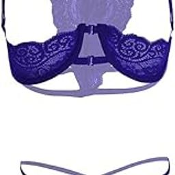 Lace Underwire Front Open Bra & Thong Lingerie Set – Sexy Night Dress for Women, Hot Honeymoon Bikini, Fantasy Bra & Panty, Stylish Babydoll Valentine Outfit-image-73