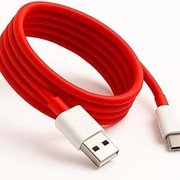 Original 65W OnePlus Dash Warp Charge Cable, USB A to Type C Data Sync Fast Charging Cable Compatible with One Plus 3 /3T /5 /5T /6 /6T /7 /7T /7 pro, Nord 2 & for All Type C Devices - 1 Meter, Red-23