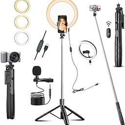 USTINE® MagStick X7 Youtuber Kit | 10" Ring Light | Pro-Grade Mic | 62" Reinforced Tripod Selfie Stick | Bluetooth Remote for Reels, Vlogs & Live Streaming-picture-24