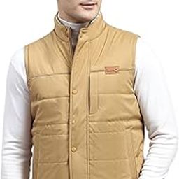 Mens Solid Mock Neck Sleeveless Jacket (224066708)-image-65